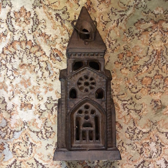 Vintage Candle TwinkleLight Cast Iron Church Steeple Hanging Decoration OldWorld - Picture 1 of 16